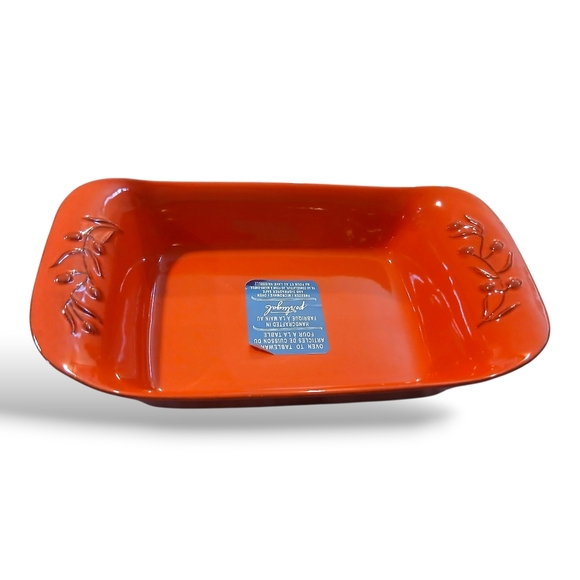 RARE Cerutil Vintage Handmade Red Floral Baking+Serving Dish - Picture 5 of 16